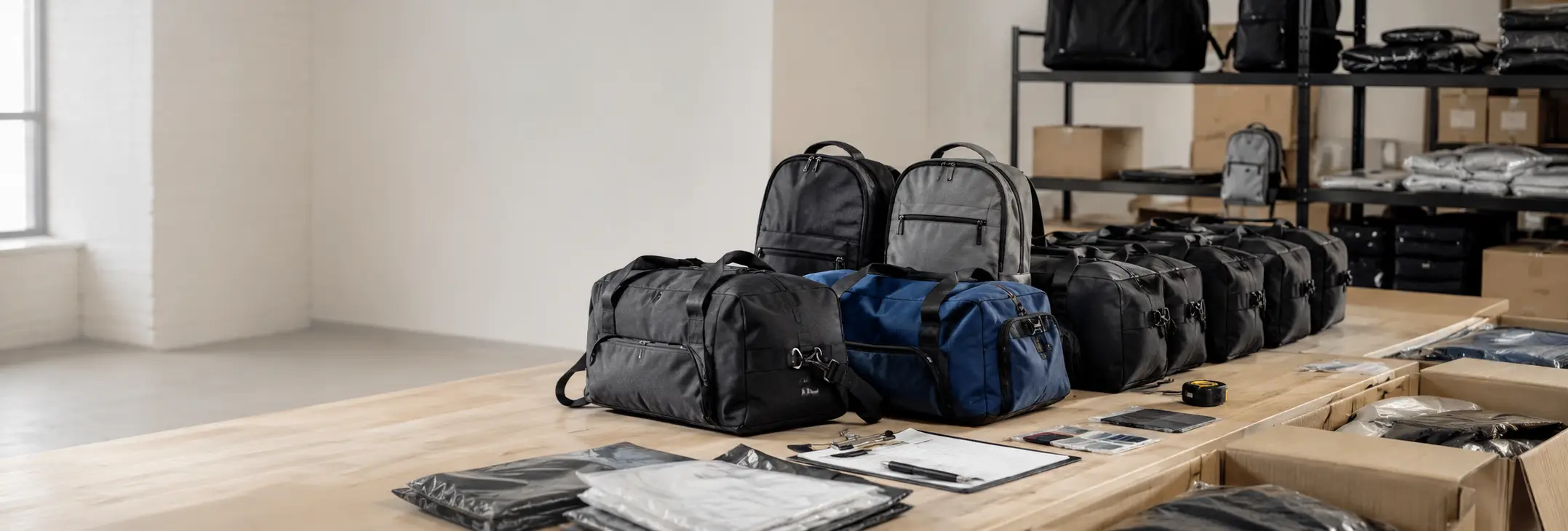 Factory QC Team inspecting bags