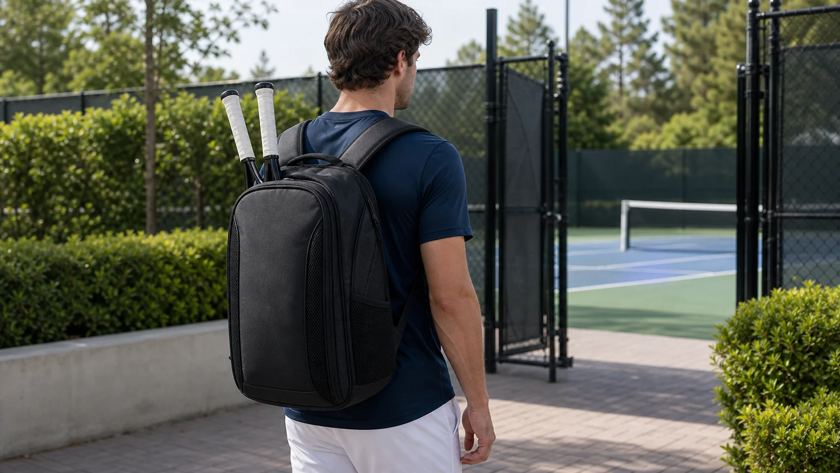 Tennis racket bag comfort check with padded straps and back panel