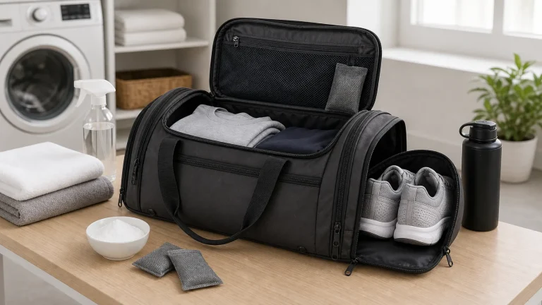 How to deodorize gym bag odors with clean duffel and odor absorbers