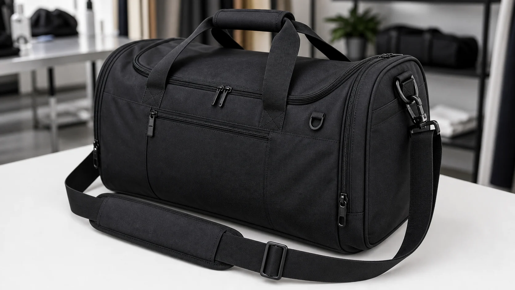 Gym bag ergonomic shoulder straps with padded crossbody and handles