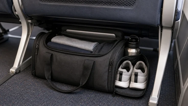 Can a gym bag be a personal item with compact duffel under airplane seat