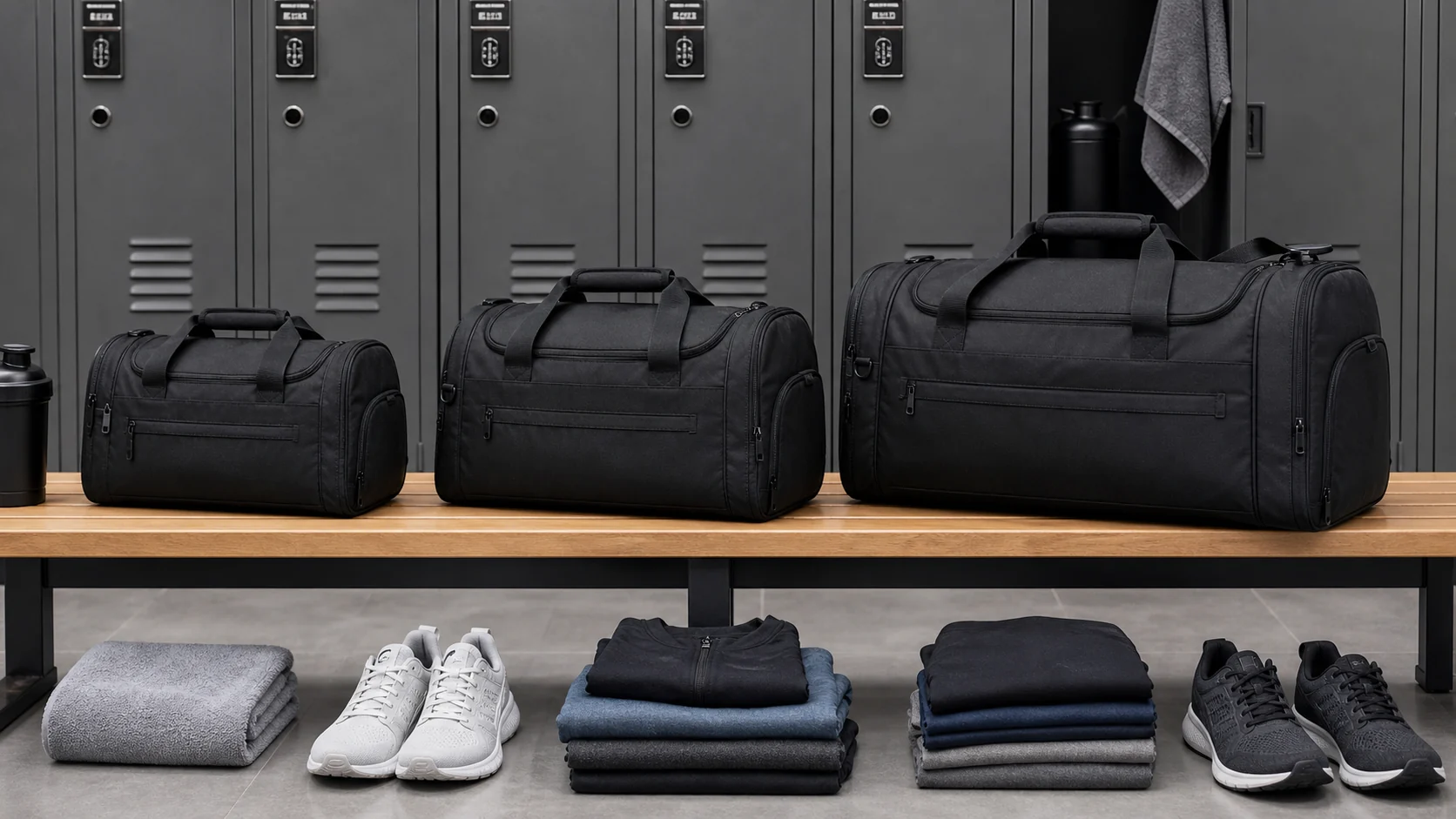 Good gym bag size comparison for workout gear and locker fit