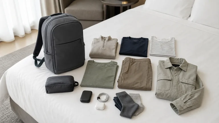 How many liters backpack for travel with 35L to 45L carry-on packing layout