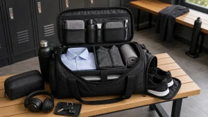 How to organize gym bag gear with clean zones shoes towels and toiletries