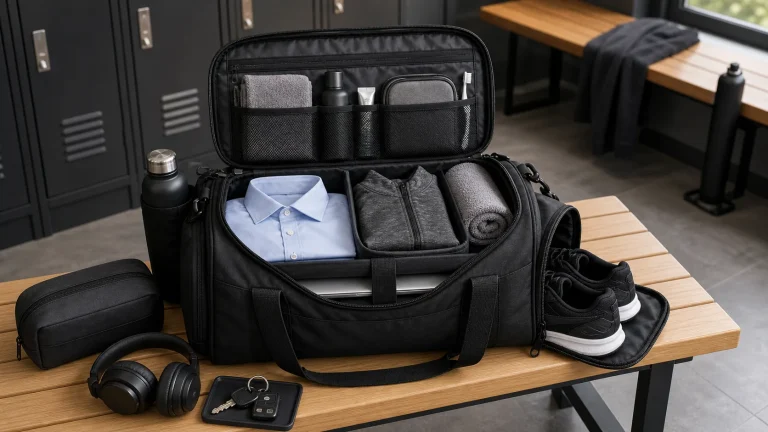 How to organize gym bag gear with clean zones shoes towels and toiletries
