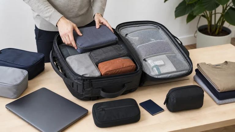 How to pack a backpack for travel with balanced clothing, laptop, and travel accessories
