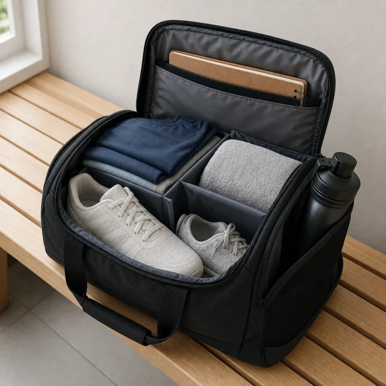 School gym bag with clean dirty separation for daily workout gear