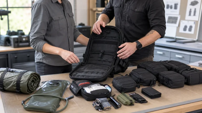 Tactical backpack setup planning for modular field gear