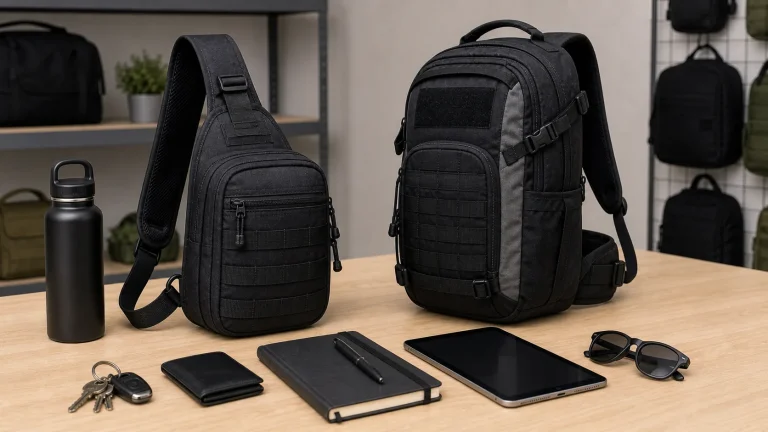 Tactical bag and backpack with organized daily carry items