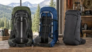 Unbranded hiking backpacks showing different frame types