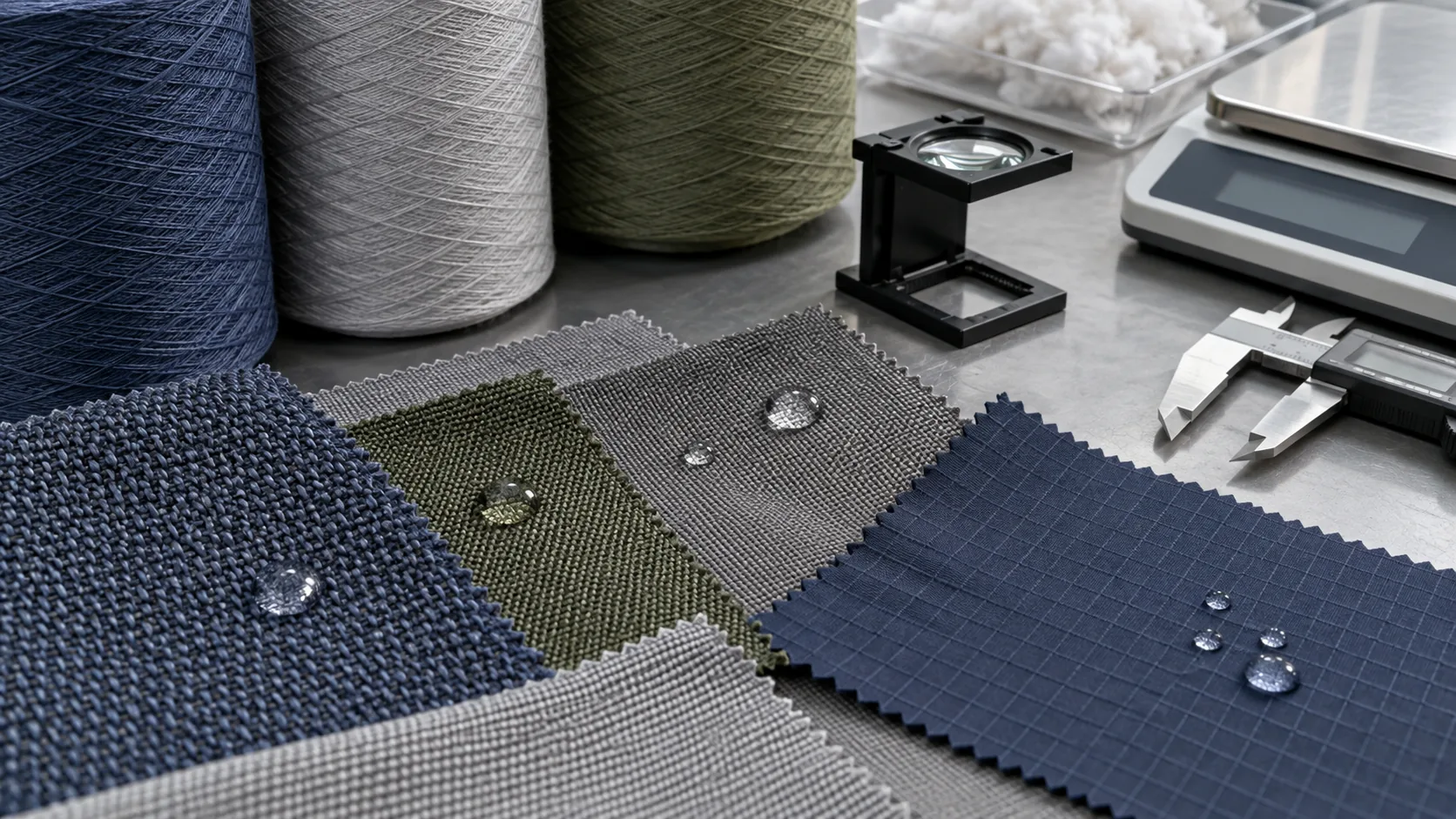Polyester yarns and woven fabric constructions compared with textile inspection tools